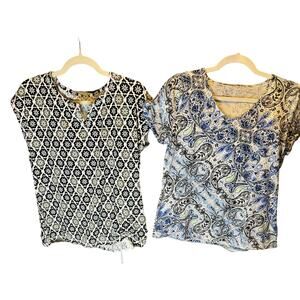 Set of 2 -T by Talbots MP t shirts, one V neck 2nd rounded. Multi colors